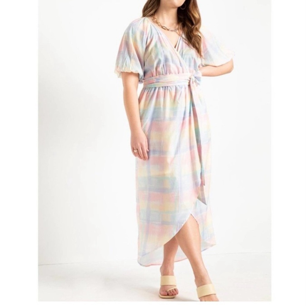 Eloquii Full Sleeve Faux Wrap Mini Dress 18